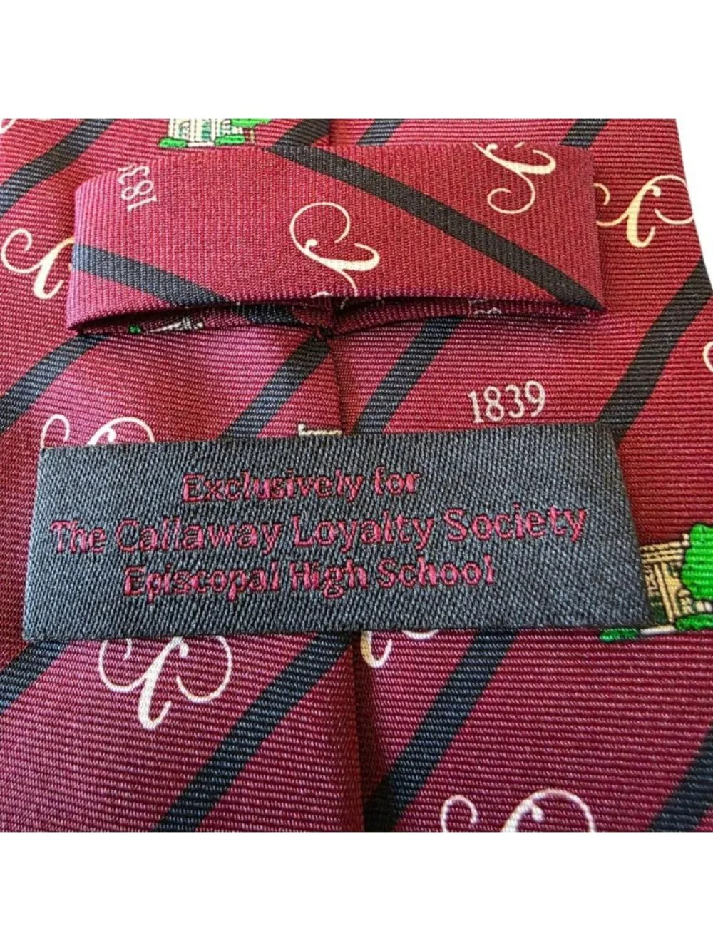 Episcopal High School Silk Tie Burgundy Crest Callaway Loyalty Society USA Made